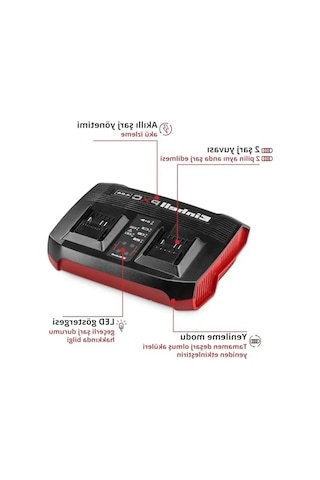 Einhell Şarj Cihazı Power X-change Çift Şarj Cihazı 4 Ah Power X-change 18 V, 2 X 18 V Akülerin Eş Zamanlı Şarj Edilmesi, Sürekli Akü İzleme, Şarj Yönetim Sistemi, Modu
