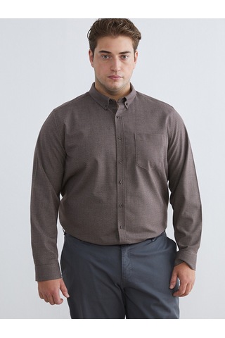Lcwaıkıkı Classic Kahverengi Regular Fit Armürlü Cepli Erkek Gömlek