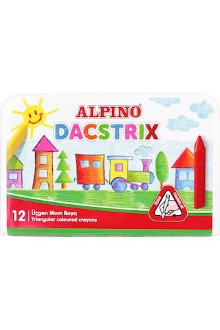 Alpıno Alpino Dacstrix Üçgen Mum Boya 12 Renk Plastik Çantalı Çok Renkli