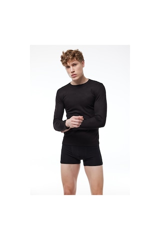 Malabadi Erkek Siyah Yuvarlak Yaka Uzun Kollu Viloft Termal Üst Içlik 609 Siyah