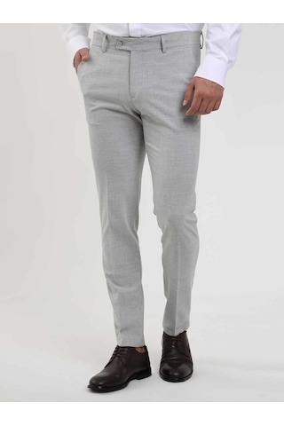 Dufy Gri Erkek Ekstra Slim Fit Melanj Desenli Klasik Pantolon - 103508-gri Gri