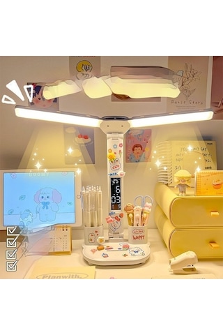 Maoyaya Masa Lambası Öğrenci Okuma Işığı, Çok İşlevli Etiket Dekorasyon D1k-816 Beyaz