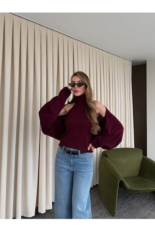Laluvia Bordo Triko Bolero Takım - 601117 Bordo