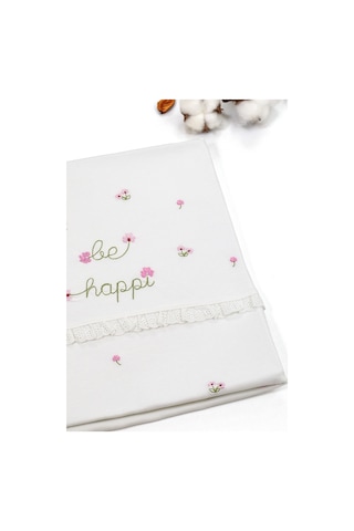Kız Bebek Çift Katlı Natural Penye Battaniye Stl6698 Beyaz - Fuşya