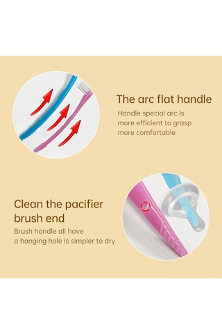 Qingmipy Bebek Şişe Temizleme Fırçası, Yenidoğan İçin Nylon Emzik Fırçası, Pembe Renk