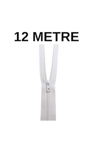 Beyaz Metrelik Fermuar 12 Metre + 12 Fermuar Başlığı