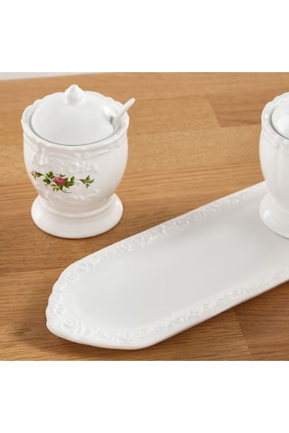 Karaca Antik 3'lü Kaşıklı Ve Tepsili Baharat Takımı 200 Ml Beyaz
