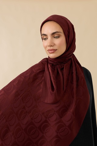 İmannooor Dama Desen Bordo Naia Pamuk Şal 70x200 Bordo-burdgundy