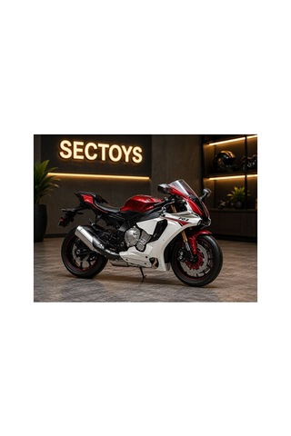 1:12 Ölçek Yamaha Yzf-r1 Diecast Model Motosiklet Kutulu Lisanslı Yamaha Yzf-r1 Beyaz-kırmızı