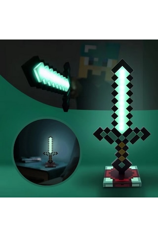 Dükkan Design Minecraft Diamond Sword Gece Lambası Çok Renkli