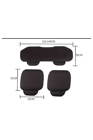 Universal Oto Koltuk Minderi Üçlü Set Lüks Kapitone Siyah Kırmızı