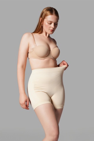 Fit Women Push Up Seamless Dikişsiz Popo Kısa Paçalı Korse 2064 Bej