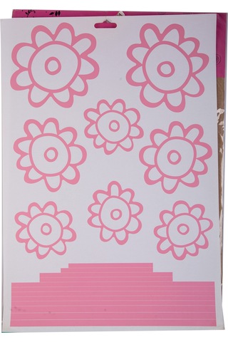 Sıa Duvar Süsü Sticker Pembe Papatyalı Şeffaf Filmli Pvc