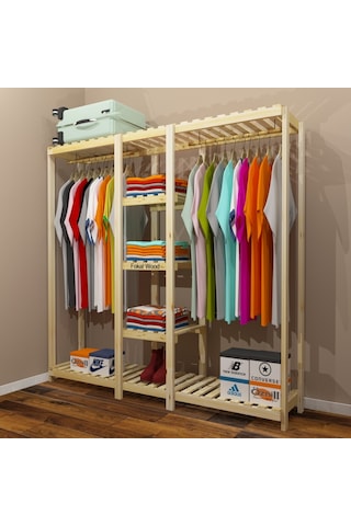 Dula - Açık Ahşap Gardırop