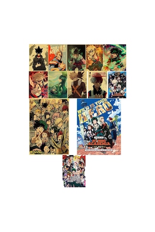 Boku No Hero Academia Anime Duvar Retro Poster 34 Adet 10cm 15cm