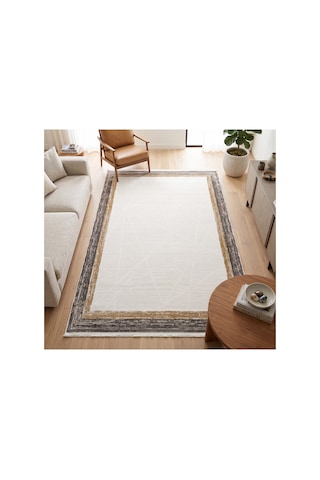 Merinos Vista Kahverengi Çerçeveli %100 Akrilik Yumuşak Dokulu Salon Oturma Odası Halısı 76592-957