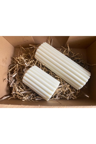 2 ' Li Pilar Model Doğal Renk %100 Soya Mum