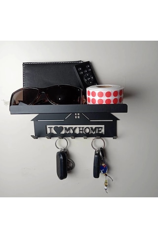 Azer Anahtar Askısı My Home Mat Siyah Mat Siyah