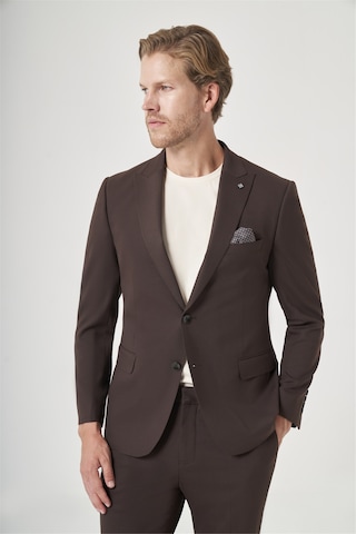 İmza Kahverengi Kırlangıç Yaka 6 Drop Slim Fit Tam Astar Esnek Takım Elbise 1001260148