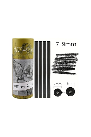 Eskiz Çizimi Ve Tonlama, Kara Kalem, Doğal Söğüt Kömürü Çubukları 7/9mm-25 Adet