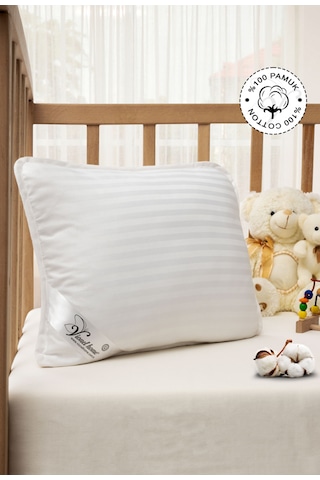 Vionel Home Saten Bebek Yastığı Pamuk Kılıf Boncuk Silikon İç Dolgu