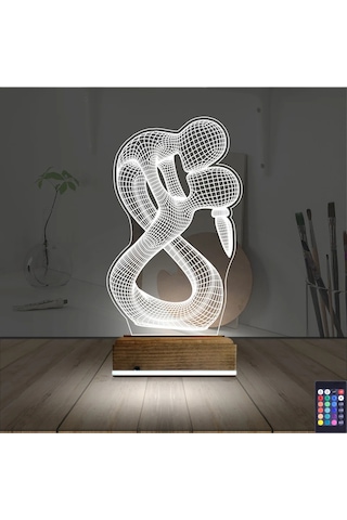Luvivia Minimalist Aşk Sevgili 3d Lamba - Masa Gece Lambası Şeffaf