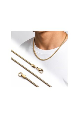 Beycen Aksesuar İtalyan Zincir Erkek Çelik Kolye 3x2 Mm 55 Cm Gold 3902eck015 Çok Renkli