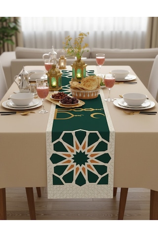 Ramazan Ayı Motifli Dijital Baskılı Runner Masa Örtüsü 40x140 Cm Rmz-1
