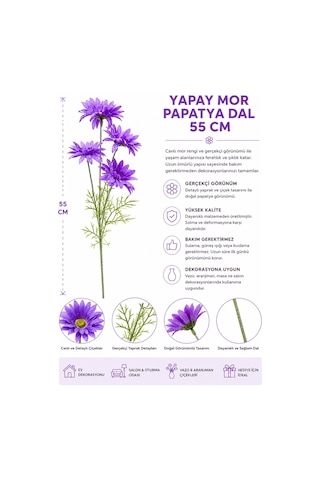 Yapay Mor Papatya Dal 55 Cm