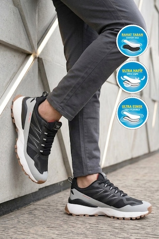 Walkway Siyah-beyaz Kaymaz Tabanlı Erkek Spor Ayakkabı Upp Sala 2105 M Siyah - Beyaz