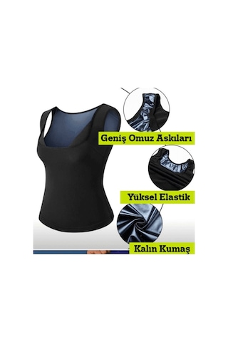 Extra Terletici Yeni İnce Kumaş Termal Sauna Pro Terleme Atleti (490854432) Siyah