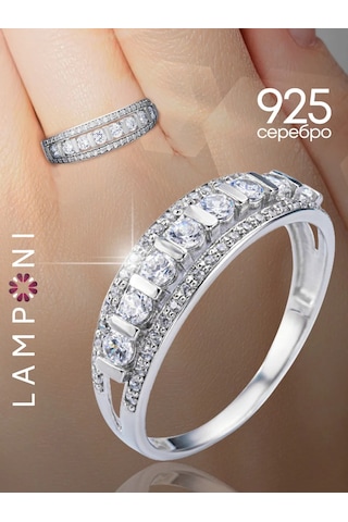 Lamponi Yol Halkası 925 Ayar Gümüş Zirkon Taşlı 203728694 Gri