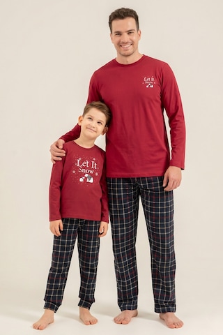 Arnetta Let It Snow Baba Oğul Bordo Uzun Kol Pijama Takımı Ar3820-a-v1 Ar3820-a-v1
