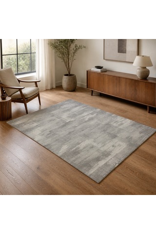 Kartela Halı Vintage Halı Kaymaz Taban Makinede Yıkanabilir Halı Açık Gri - 60 X 90 Cm