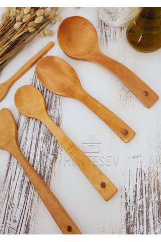 Ahşap Tahta Mutfak Kaşık Seti 5 Parça Kayın Şimşir Ağacı 5-2