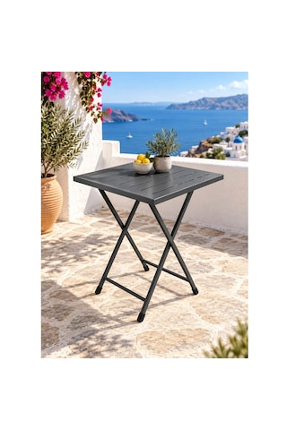 Katlanır Metal Balkon Bahçe Bistro Masa 50x50 Cm Kare Masa 75 Cm Füme 1649