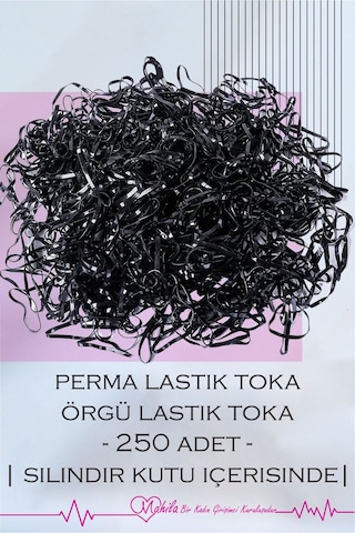 Lastik Toka, Perma Lastiği, Saç Tokası, Örgü Tokası, Saç Lastik Toka 1 Paket 250 Adet +-10 Adet Siyah