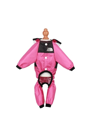 Köpekler İçin Mevsim Evrensel Yağmurluk Dört Ayaklı Giysiler Şeffaf Pu Su Geçirmez Giysiler, Boyut: L Gül Kırmızısı