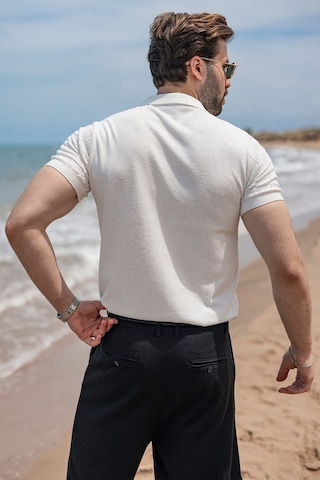 Madmext Ekru Regular Fit Polo Yaka Triko Erkek Tişört E7503