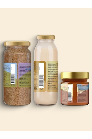 3'lü Ürün - Ravla Badem İçeceği Konsantresi - 250g /ravla Salgı Balı Meşe Kaynaklı - 250g/ravla İğde Unu 100g