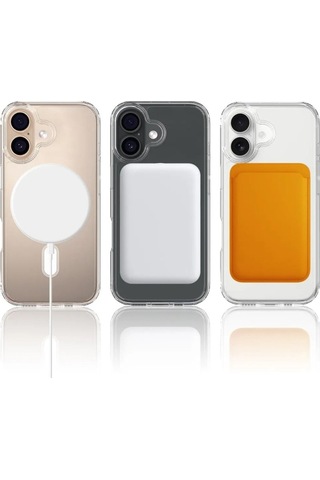 Teknomoda Apple Uyumlu iPhone 17 Kılıf Magsafe Wireless Kablosuz Şarj Manyetik Şeffaf Silikon Kapak Şeffaf