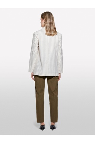 Sisley Keten Karışımlı Düğmeli Cepli Blazer Ceket Kadın Siyah Ceket - 325p25ıclw030 Beyaz Mix