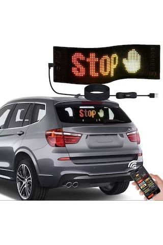 Araç Led Kayan Yazı Emoji Matrix Panel Kişiselleştirilebilir Telefon App Kontrollü Uzaktan Kumandalı