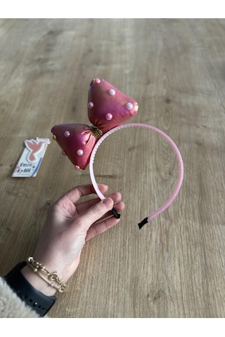 Fuşya Boncuklu Fiyonklu Kız Çocuk Tacı - Fuşya