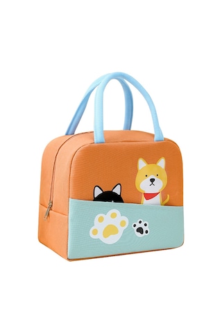 Jian Fan Karikatürlü Yemek Çantası Taşınabiler Is Koruma Kutusu-koyu Mavi Koyu Mavi