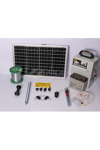 Elektrikli Çit 24ah-set4 Domuz Kovucu Cihazı 50 Watt Paneli 500metre Galv.-ağaç