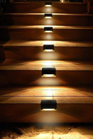 Solar Güneş Enerjili Şarj Edilen Köşebent Merdiven Veranda Bahçe Led Lamba 4 Adet - Chstka13368