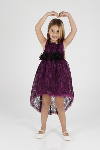 Ahengim Kız Çocuk Kuyruklu Dantelli Elbise Ak2208 001