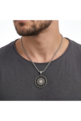 Nordic Solar Symbol 925 Ayar Gümüş Kolye, Minimalist Nordik Güneş Sembolü Kolye, Unisex Şık Tasarım Gümüş Kolye, Günlük Ve Özel Gün Hediyesi