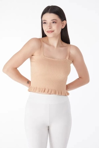 Kazax Yazlık Triko Crop Vizon